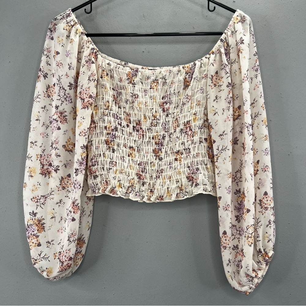 Windsor Floral Off-Shoulder Cropped Blouse Stretchy Material